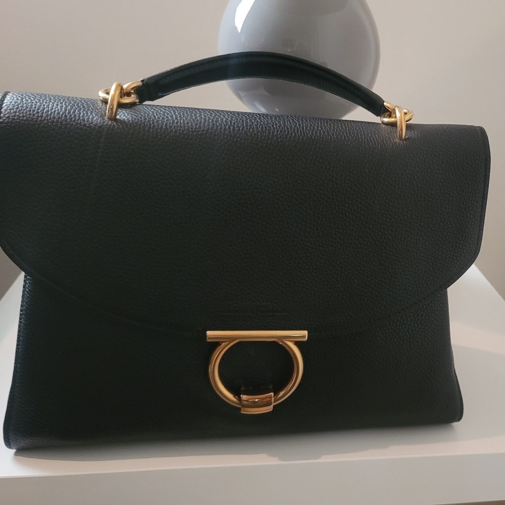 Ferragamo black authentic leather bag